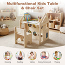 House-shaped Wooden Activity Kids Table Chair Set-Natural by LJGDeals