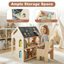 House-shaped Wooden Activity Kids Table Chair Set-Natural by LJGDeals
