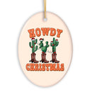 Howdy Christmas Cactus and Western Boot Ornament, Cowboy West Theme