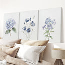 Watercolor Blue Flowers.Wall Art Set of 3 Piece by Wall Art Set