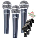Vocal Handheld Microphones & Clips (3 Pack) by FAT TOAD - Cardioid Dynamic, Wired Instrument Mic - Singing Microphone for Live Streaming, Music Stage
