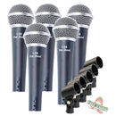 Studio Recording Microphones with Clips (5 Pack) by FAT TOAD - Vocal Handheld, Unidirectional Wired Mic - Cardioid Dynamic Singing Microphone