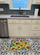 Sunflowers and Purple Memory Foam Kitchen Mat Machine Washable Anti-Fatigue Cushion Comfort Bath or Kitchen Rug
