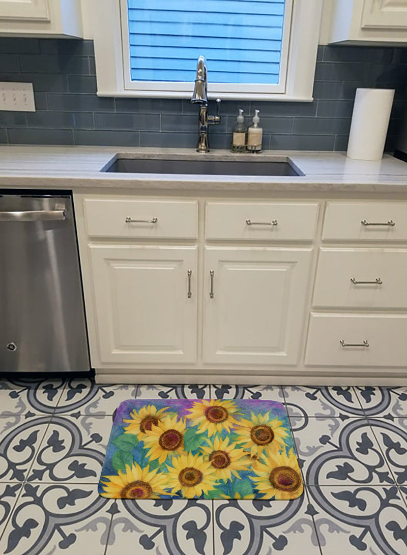 Sunflowers and Purple Machine Washable Memory Foam Mat IBD0247RUG