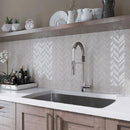 White 10x10 Glossy Matte Herringbone Glass Mosaic Tile (5 pack, 3.76 sq ft/case) - Sample