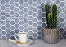 Blue Gray 12x12 Glossy Matte Hexagon Glass Mosaic Tile (5 pack, 4.83 sq ft/case) - Sample