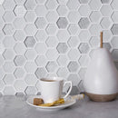 White 12x12 Glossy Matte Hexagon Glass Mosaic Tile (5 pack, 4.83 sq ft/case)