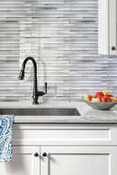 White 12x12 Glossy Matte Sticks Glass Mosaic Tile (5 pack, 5 sq ft/case)
