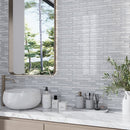 White 12x12 Glossy Matte Sticks Glass Mosaic Tile (5 pack, 5 sq ft/case)