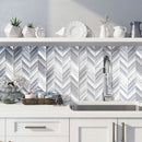 Blue Gray 10x10 Glossy Matte Chevron Glass Mosaic Tile (5 pack, 3.76 sq ft/case)