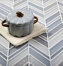 White Blue 10x10 Glossy Matte Herringbone Glass Mosaic Tile (5 pack, 3.76 sq ft/case) - Sample