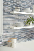 White Blue 12x12 Glossy Matte Sticks Glass Mosaic Tile (5 pack, 5 sq ft/case)