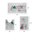 US States Boston Design 3 Piece Bathroom Rugs Set |Green