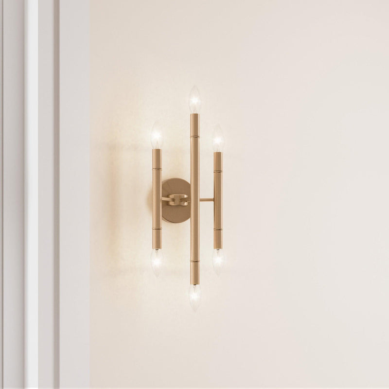 Ignis Mid-Century Modern Gold 6-Light Wall Sconce