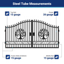 14x8 ft Steel Dual Swing Driveway Gate with Wider Goalposts