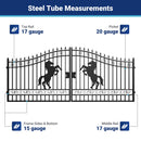 16x7 ft Steel Dual Swing Driveway Gate with Horse Pattern