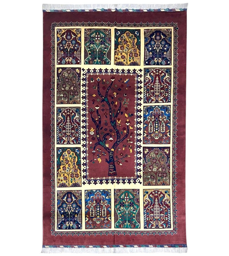 Hand-Knotted Afghani Tree of Life Wool Rug – 6’6″  x  9’6″