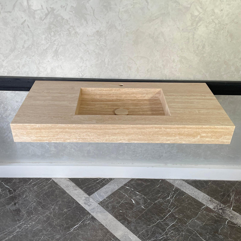 Travertine Natural Stone Handcrafted Bathroom Sink - Spa Style, photo 2 of 8