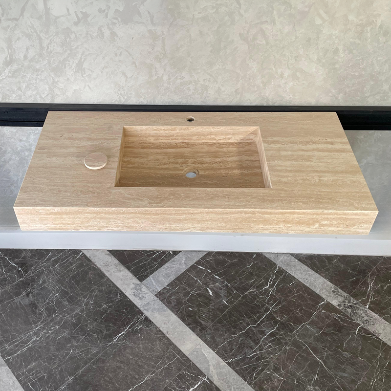 Travertine Natural Stone Handcrafted Bathroom Sink - Spa Style, photo 6 of 8