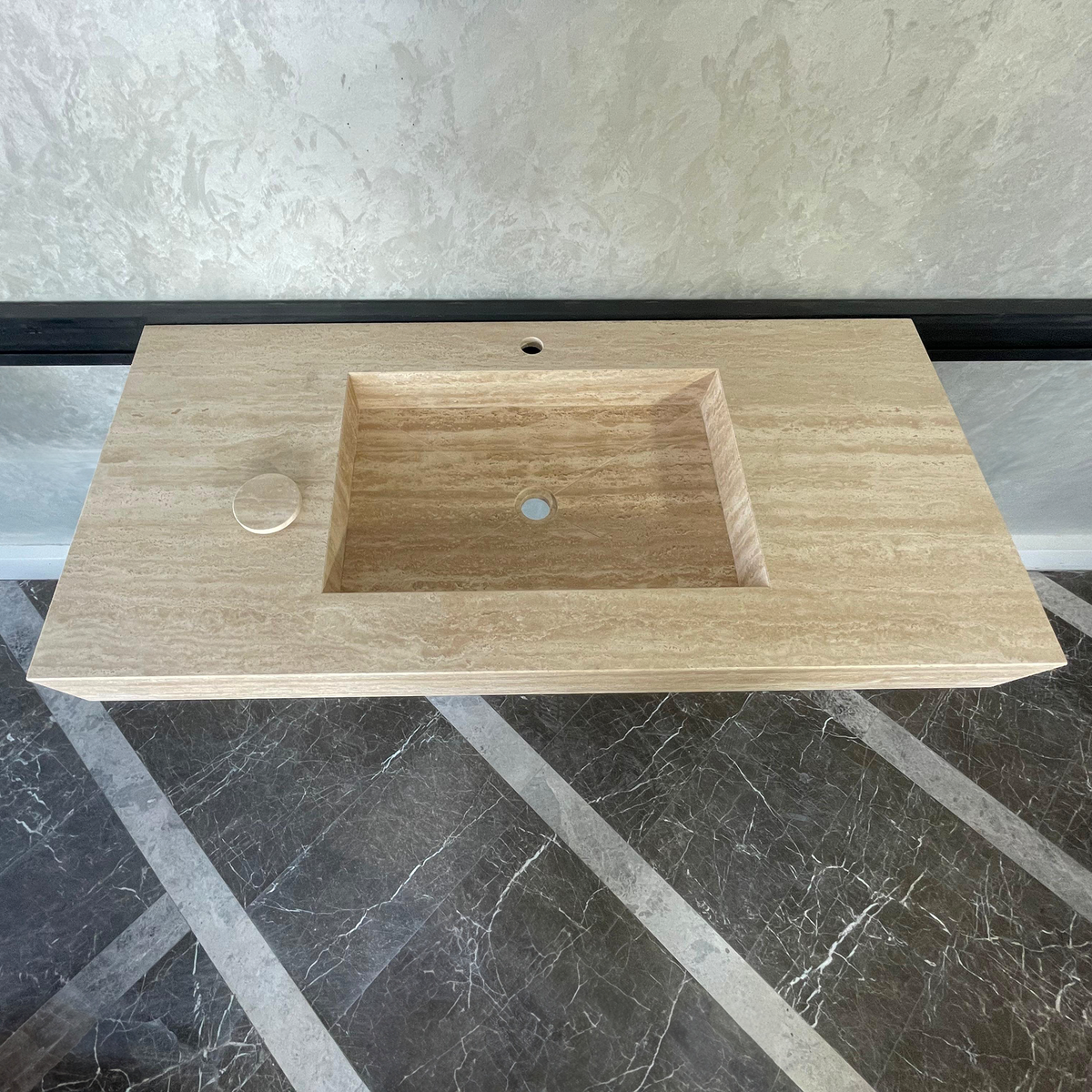 Travertine Natural Stone Handcrafted Bathroom Sink - Spa Style, photo 8 of 8