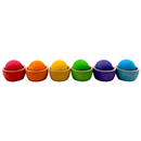 **Pre-order (Ships in 1-2 Weeks)**6-Piece Rainbow Wooden Bowls & Balls Set – Matching, Sorting & Open-Ended Play