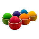 **Pre-order (Ships in 1-2 Weeks)**6-Piece Rainbow Wooden Bowls & Balls Set – Matching, Sorting & Open-Ended Play