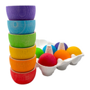 **Pre-order (Ships in 1-2 Weeks)**6-Piece Rainbow Wooden Bowls & Balls Set – Matching, Sorting & Open-Ended Play