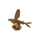 Teak Flying Fish Sculpture