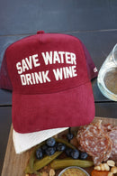 Save Water Drink Wine - Maroon Corduroy Trucker Hat