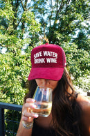 Save Water Drink Wine - Maroon Corduroy Trucker Hat