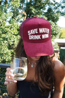 Save Water Drink Wine - Maroon Corduroy Trucker Hat