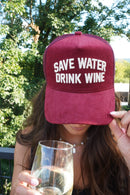Save Water Drink Wine - Maroon Corduroy Trucker Hat