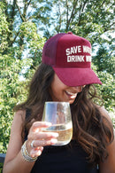Save Water Drink Wine - Maroon Corduroy Trucker Hat