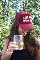 Save Water Drink Wine - Maroon Corduroy Trucker Hat