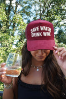 Save Water Drink Wine - Maroon Corduroy Trucker Hat