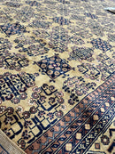 Hand-Knotted Afghan Bukhara Rug 8'4" x 11'10" - Wool, Geometric Patterns