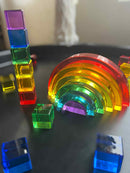 6-Piece Small Crystal Clear Rainbow Lucite Blocks – High Transparency Acrylic by Green Elephant Home and Toys