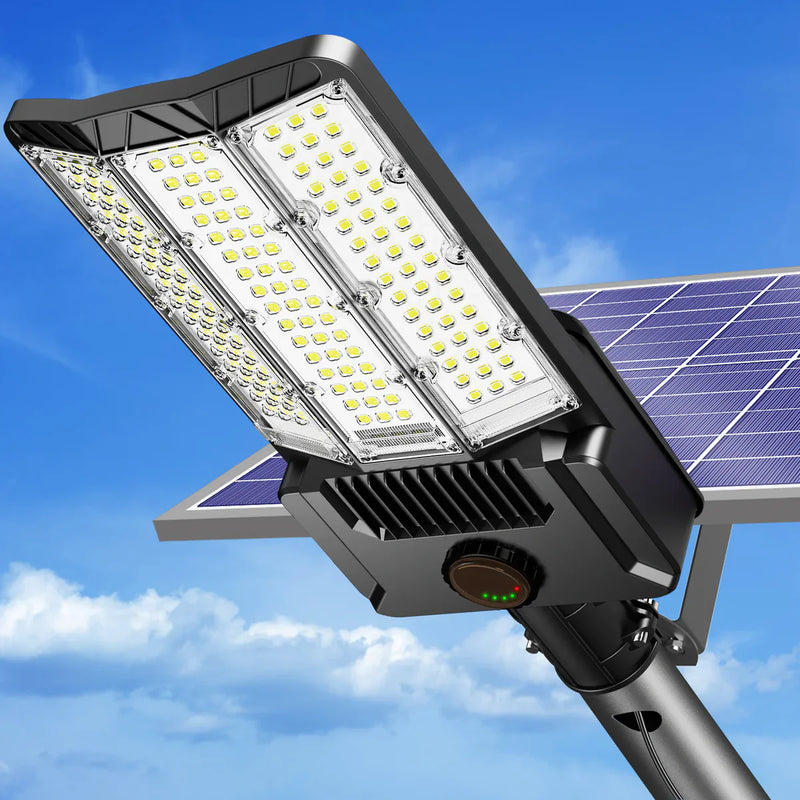 9500W Aluminum Solar Street Lights Outdoor, 500000LM High Powered Commercial Parking Lot Lights 6500K Dusk to Dawn with Remote