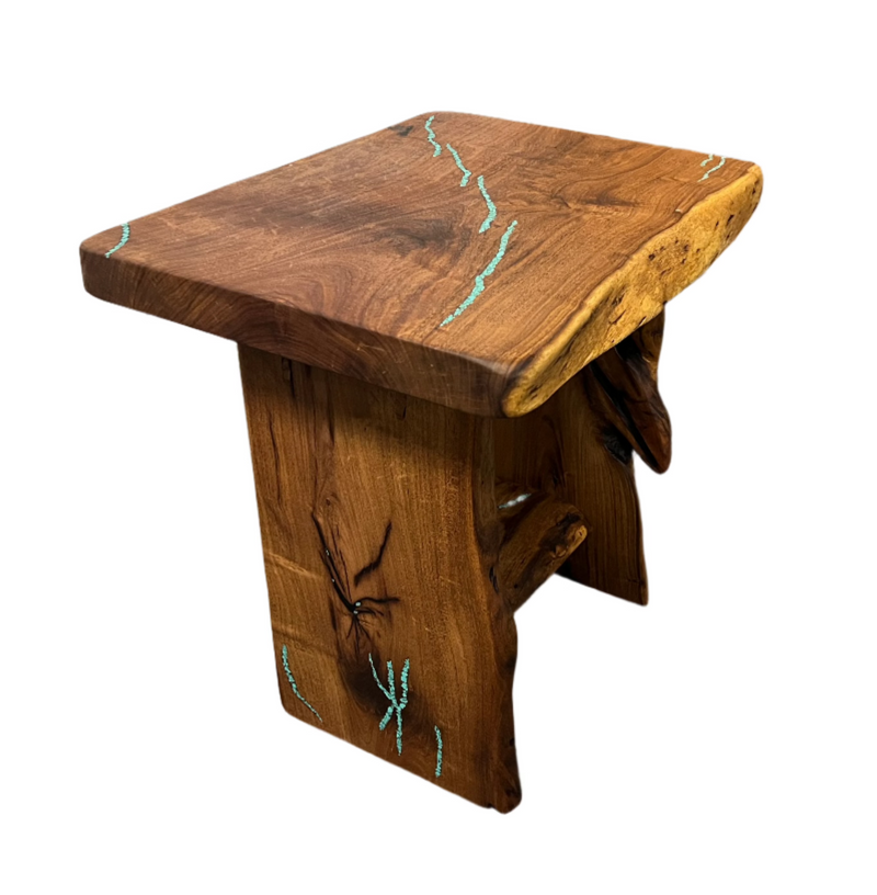 Mesquite Rustic End Table with Turquoise, photo 7 of 8