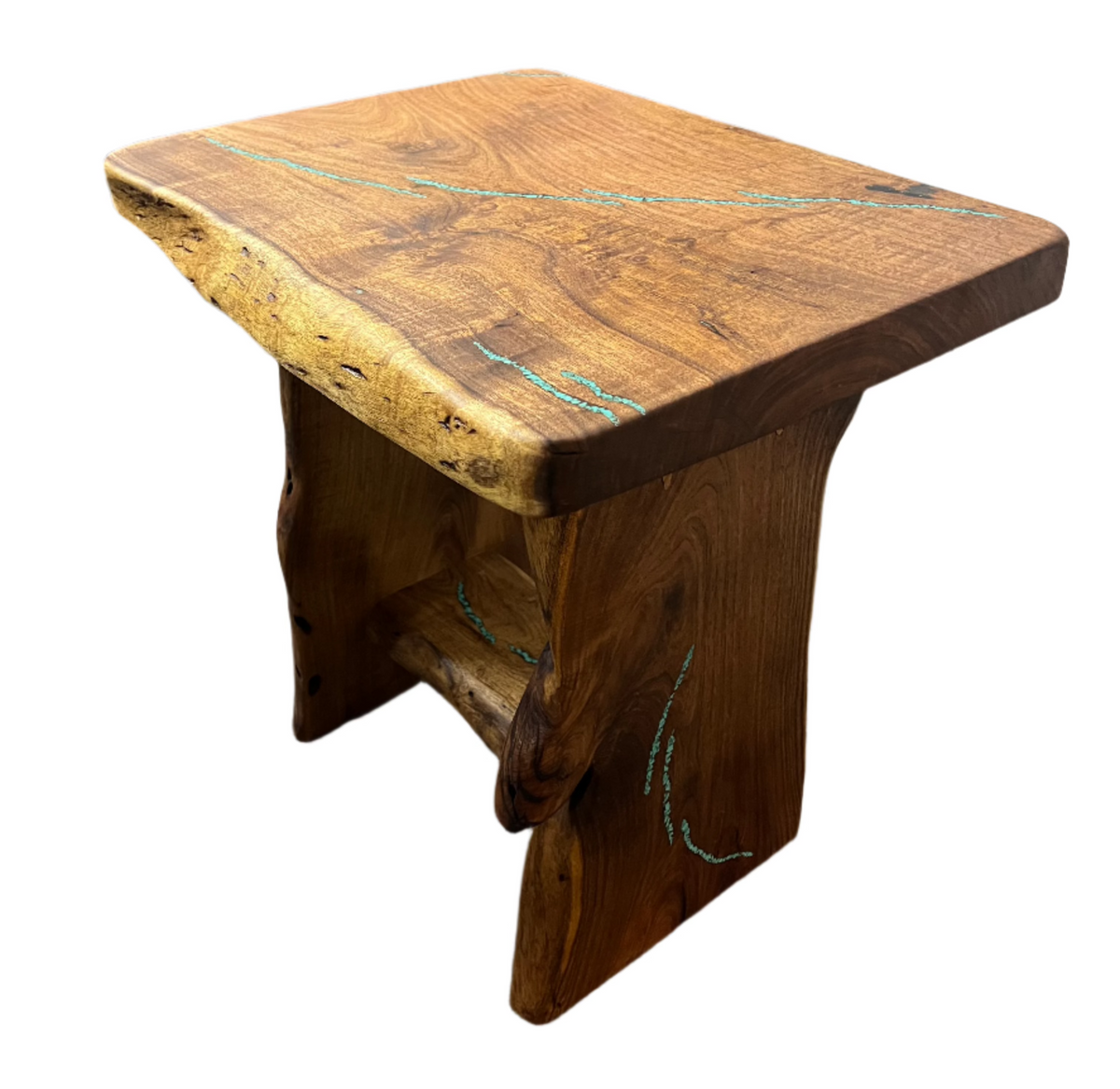 Mesquite Rustic End Table with Turquoise, photo 5 of 8