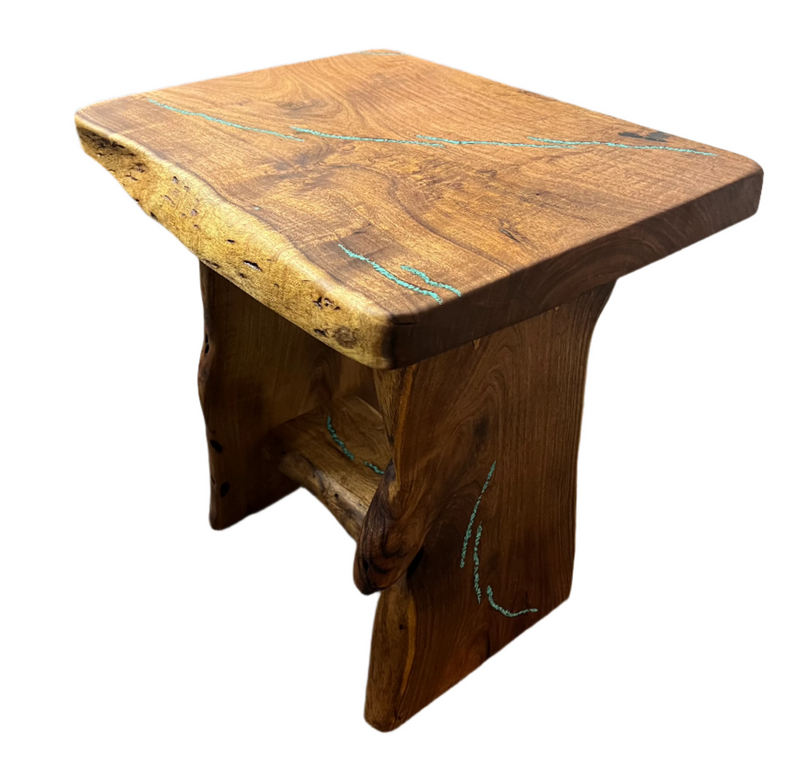 Mesquite Rustic End Table with Turquoise, photo 5 of 8