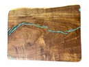 Mesquite Rustic End Table with Turquoise