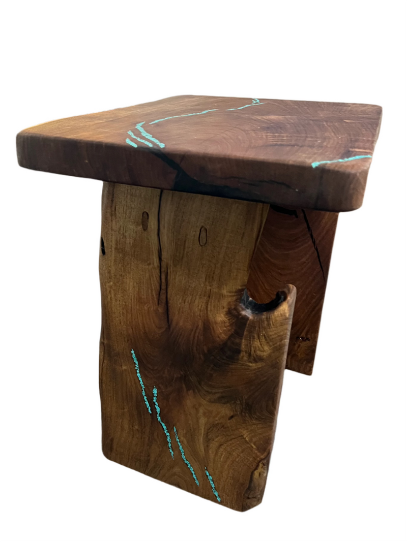 Mesquite Rustic End Table with Turquoise, photo 3 of 8