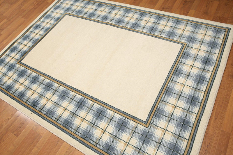 5'4"x7'8" Beige, Blue, Gold, Multi Color Machine Made Polypropylene Indonesian High Density Hand Carved Effect Modern Oriental Rug