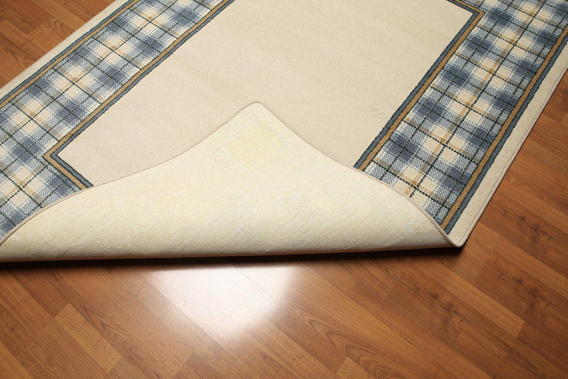 5'4"x7'8" Beige, Blue, Gold, Multi Color Machine Made Polypropylene Indonesian High Density Hand Carved Effect Modern Oriental Rug