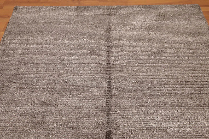 5x8 Brown Hand Knotted Textured Ombre 100% Wool & Banana Silk Oriental Area rug