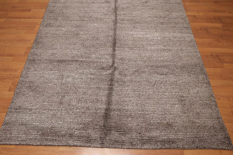 5x8 Brown Hand Knotted Textured Ombre 100% Wool & Banana Silk Oriental Area rug