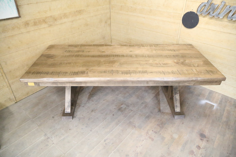 Trestle X Farmhouse Dining Table with Beam