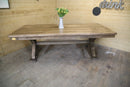 Trestle X Farmhouse Dining Table with Beam