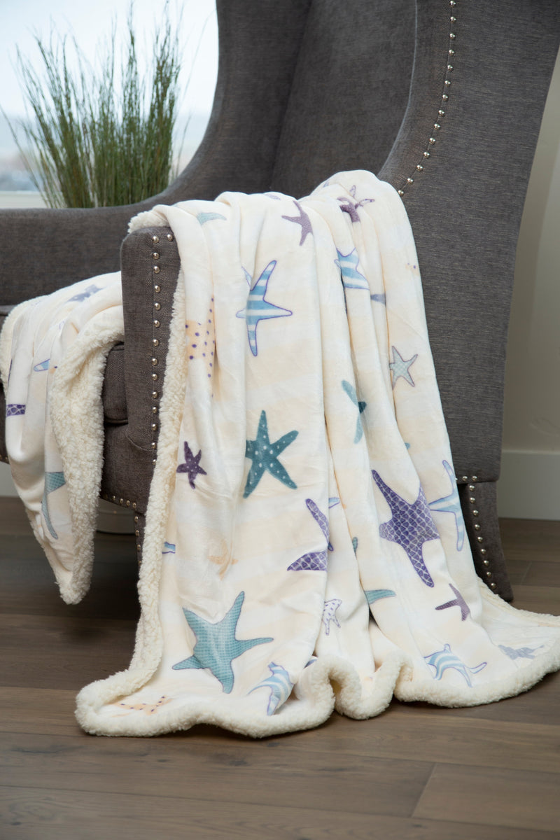 Starfish Plush Sherpa Throw